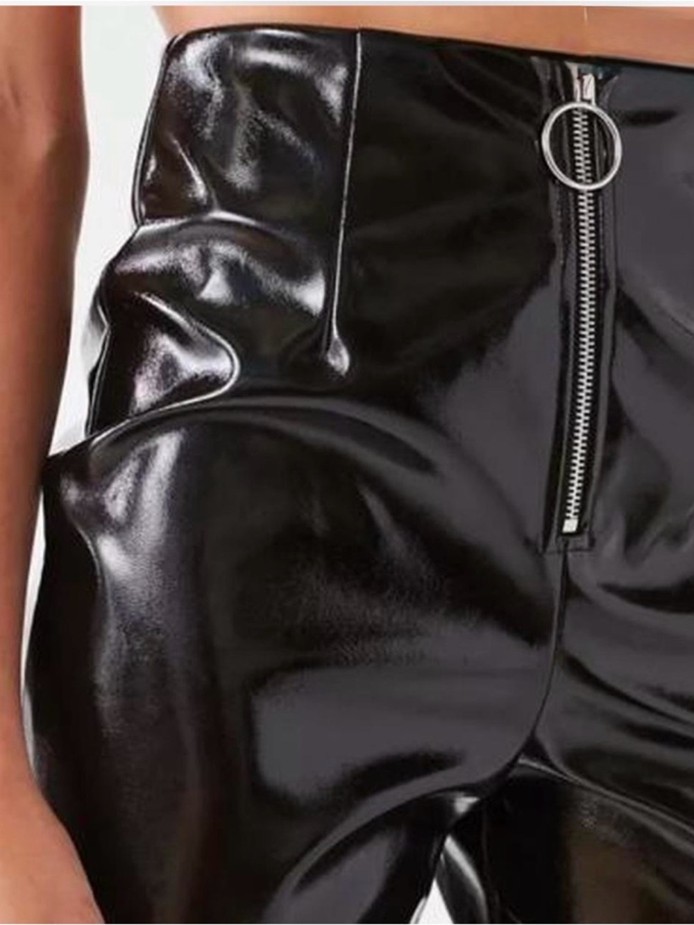 I.AM.GIA Black High-Shine Faux Leather Pants with Front Zip